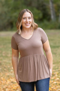 IN STOCK Sarah Ruffle Short Sleeve - Mocha | Women's Top