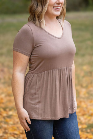 IN STOCK Sarah Ruffle Short Sleeve - Mocha | Women's Top