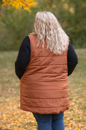 IN STOCK Harlow Long Vest - Cinnamon