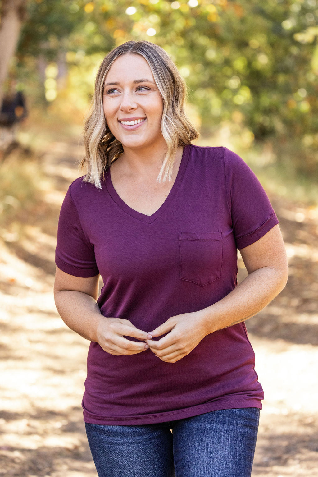 IN STOCK Sophie Pocket Tee - Burgundy | Women's Short Sleeve