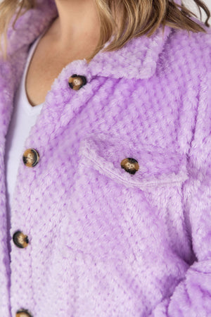 IN STOCK Fleece Shacket - Lavender