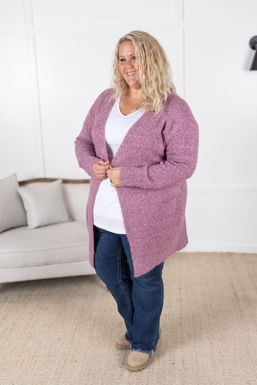 IN STOCK Madison Cozy Cardigan - Frosted Berry