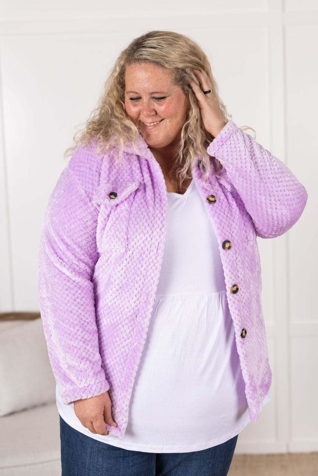 IN STOCK Fleece Shacket - Lavender