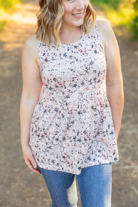 IN STOCK Renee Ruffle Tank - Tan Micro Floral