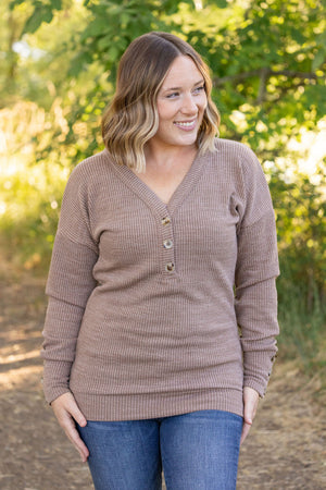 IN STOCK Brittney Button Sweater - Mocha | Women's Long Sleeve