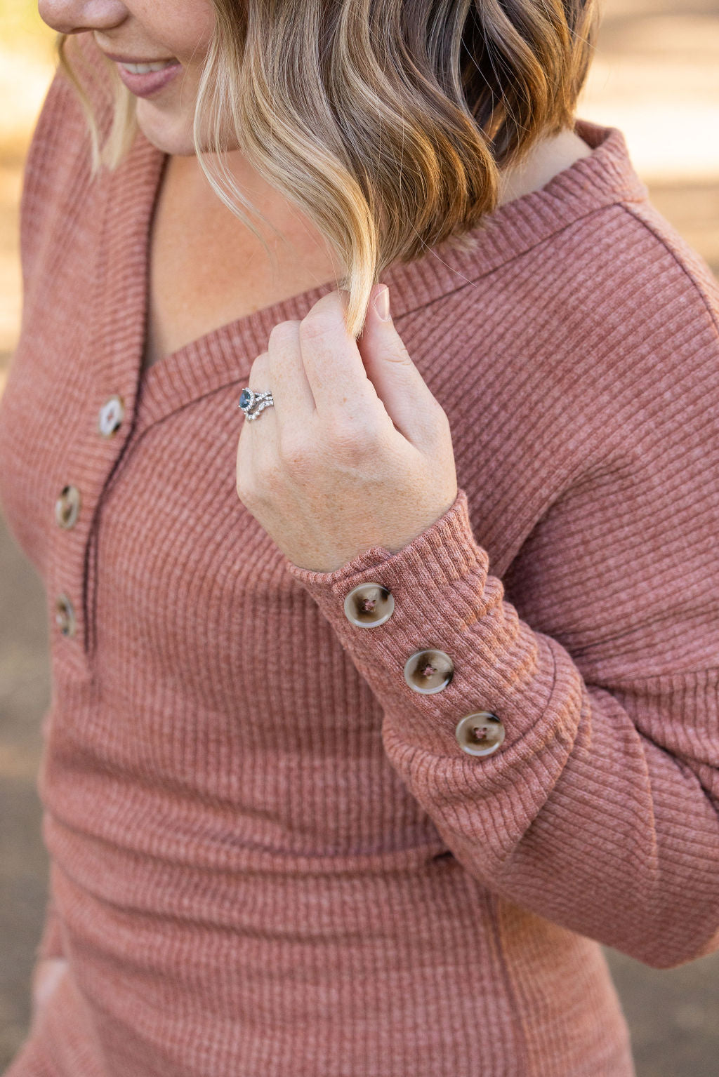 IN STOCK Brittney Button Sweater - Terra Cotta | Women's Long Sleeve