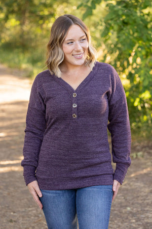 IN STOCK Brittney Button Sweater - Purple | Women's Long Sleeve