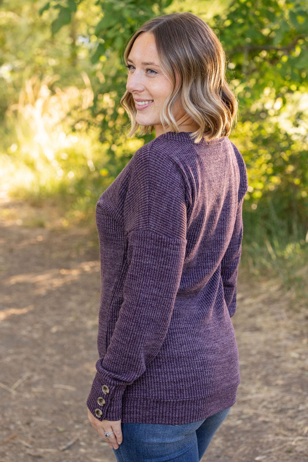 IN STOCK Brittney Button Sweater - Purple | Women's Long Sleeve