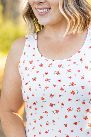 IN STOCK Luxe Crew Tank - Micro Ivory Floral | Women's Tank Top