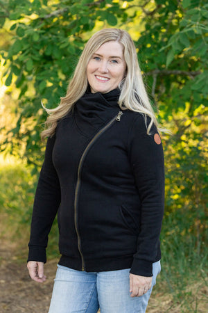 IN STOCK Quinn ZipUp Cowl - Black | Women's Hoodie