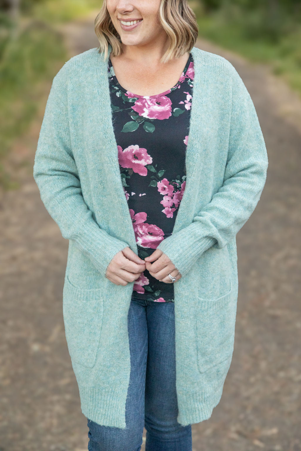 IN STOCK Madison Cozy Cardigan - Sage/Blue Mix | Women's Cardigan