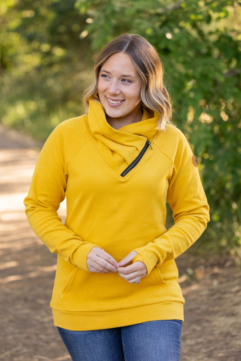 IN STOCK Classic Zoey ZipCowl Sweatshirt - Mustard | Women's Sweatshirt