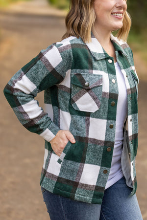 IN STOCK Norah Plaid Shacket - Evergreen and White