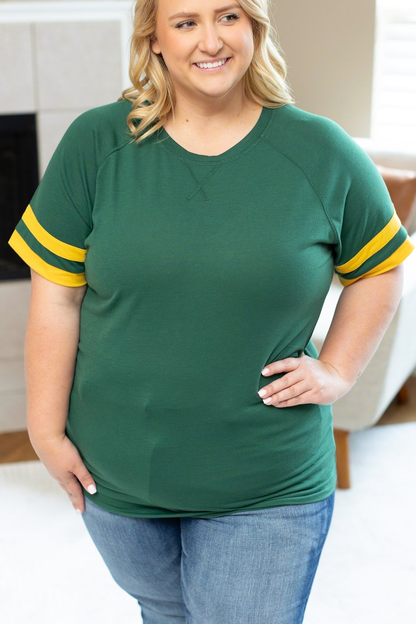 IN STOCK Kylie Tee - Green Bay Green and Yellow