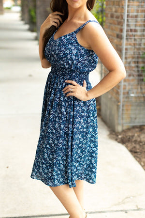 IN STOCK Cassidy Midi Dress - Blue Floral Mix | Summer Dress