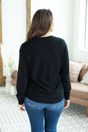 IN STOCK Corrine Ribbed Pullover Top - Black | Women's Crew Neck