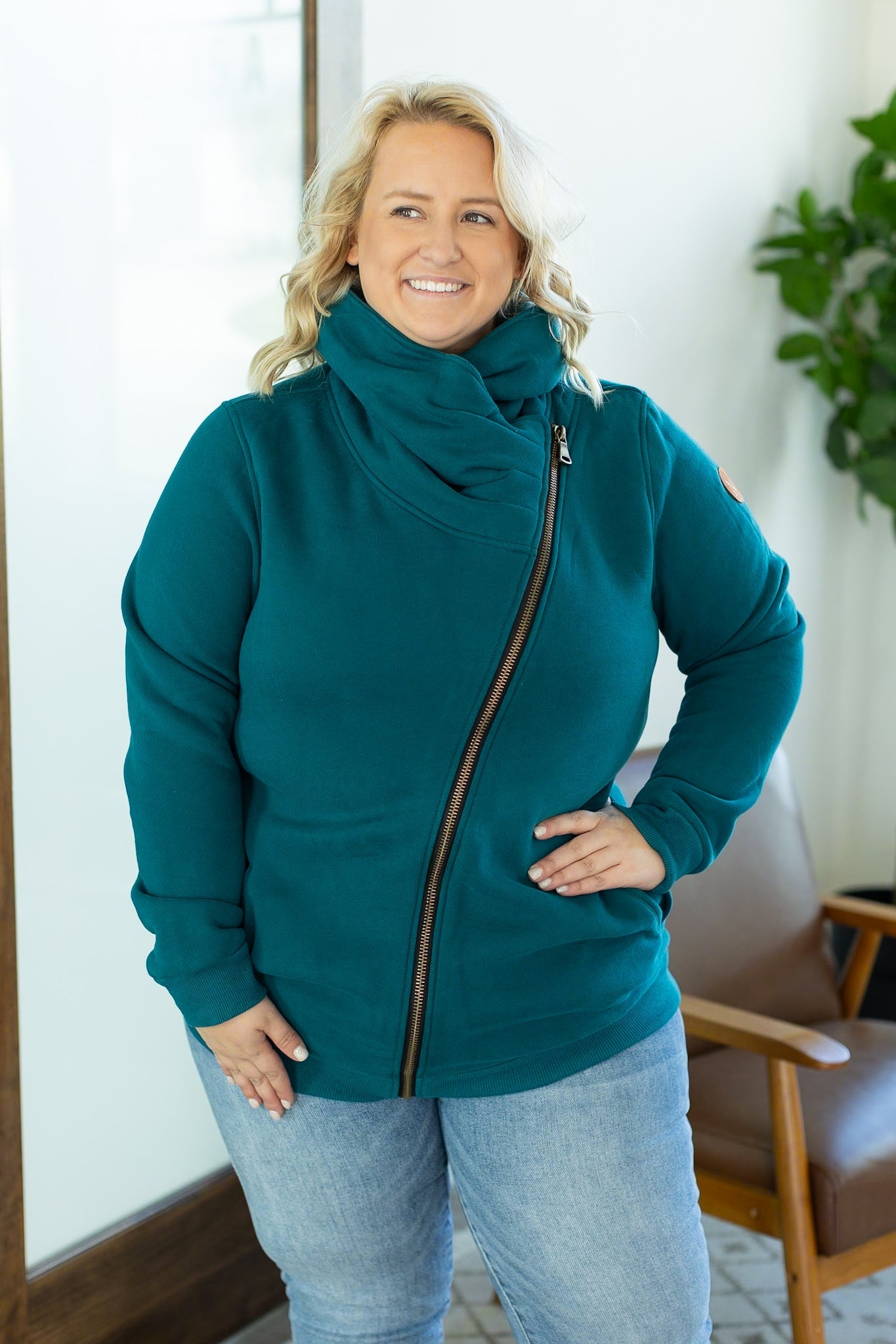 IN STOCK Quinn ZipUp Cowl - Teal | Women's Hoodie