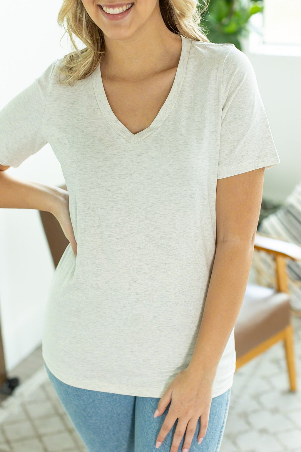 IN STOCK Olivia Tee - Oatmeal | Women's Short Sleeve