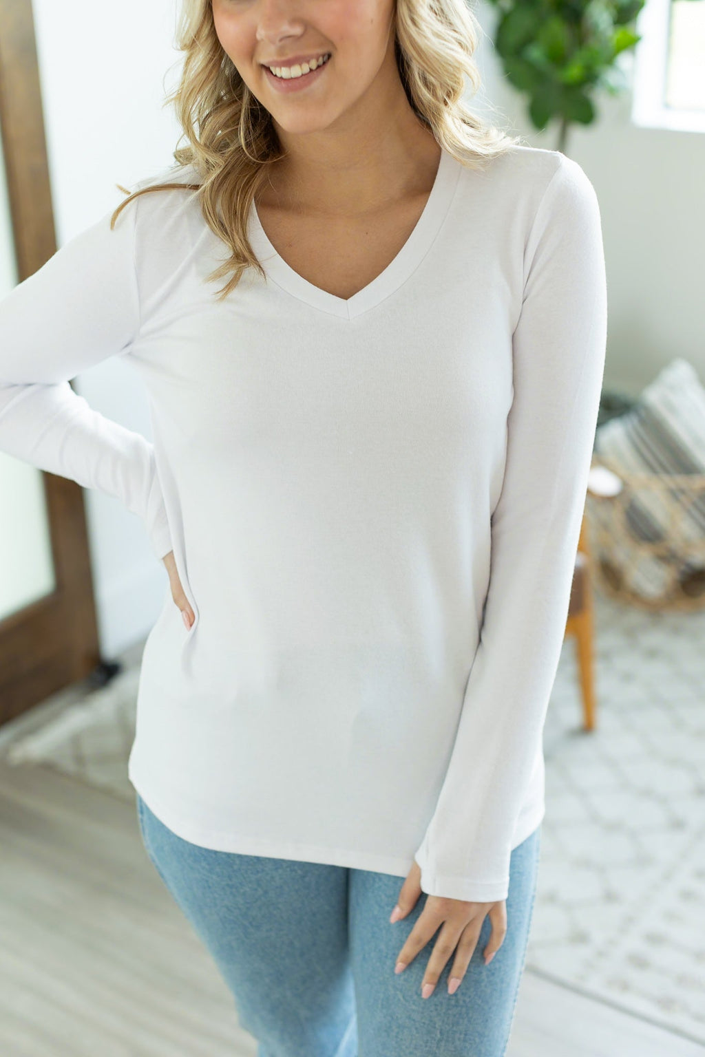 IN STOCK Leah Long Sleeve Top - White | Women's Casual Top