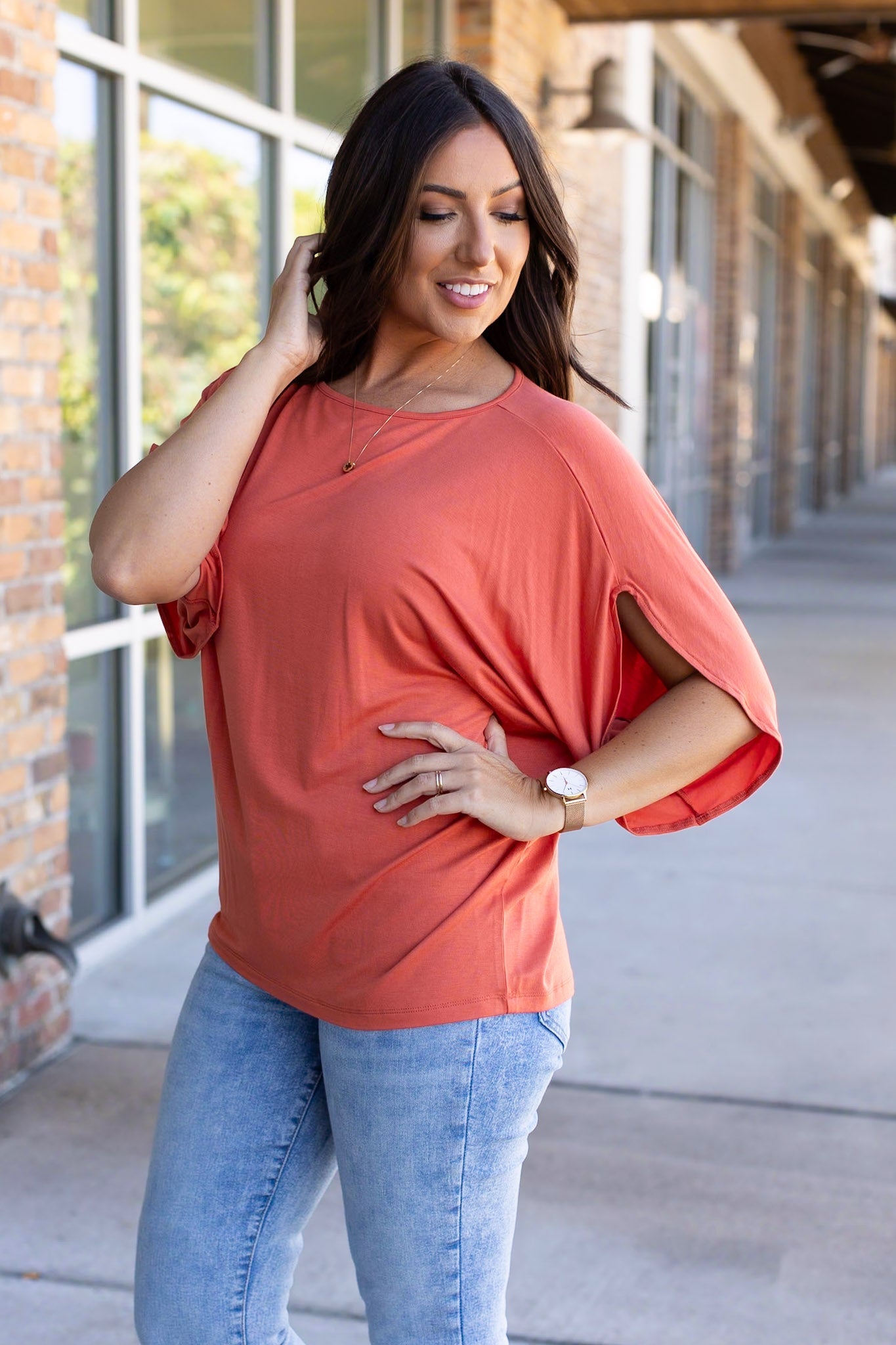 IN STOCK Darcy Dolman - Pumpkin | Women's Flowy Top