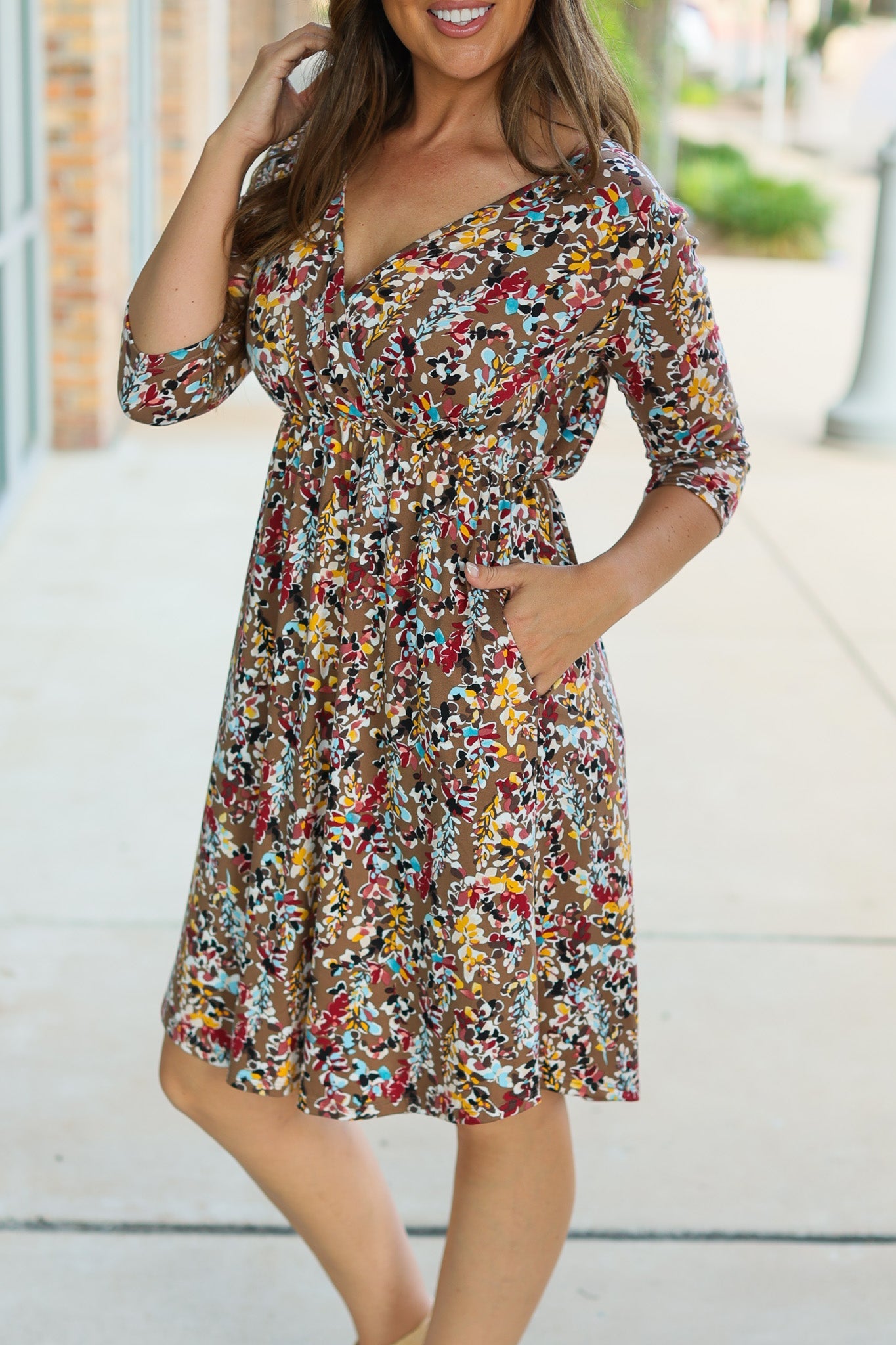 IN STOCK Taylor Dress - Mocha Floral | Women's Dress