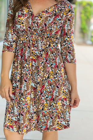 IN STOCK Taylor Dress - Mocha Floral | Women's Dress