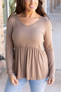 IN STOCK Long Sleeve Sarah Ruffle - Mocha | Women's Top