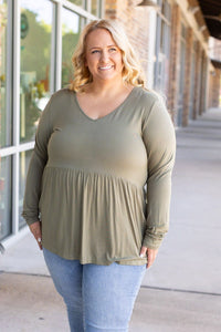 IN STOCK Long Sleeve Sarah Ruffle - Olive | Women's Top