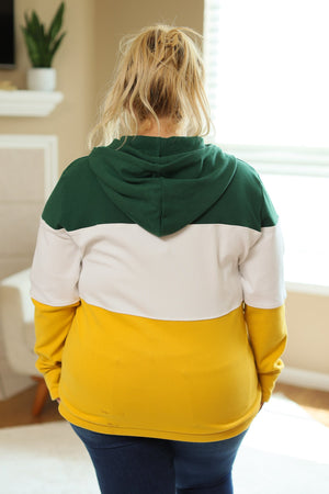 IN STOCK Colorblock Fullzip Women's Hoodie | Green Bay Green, White, Yellow