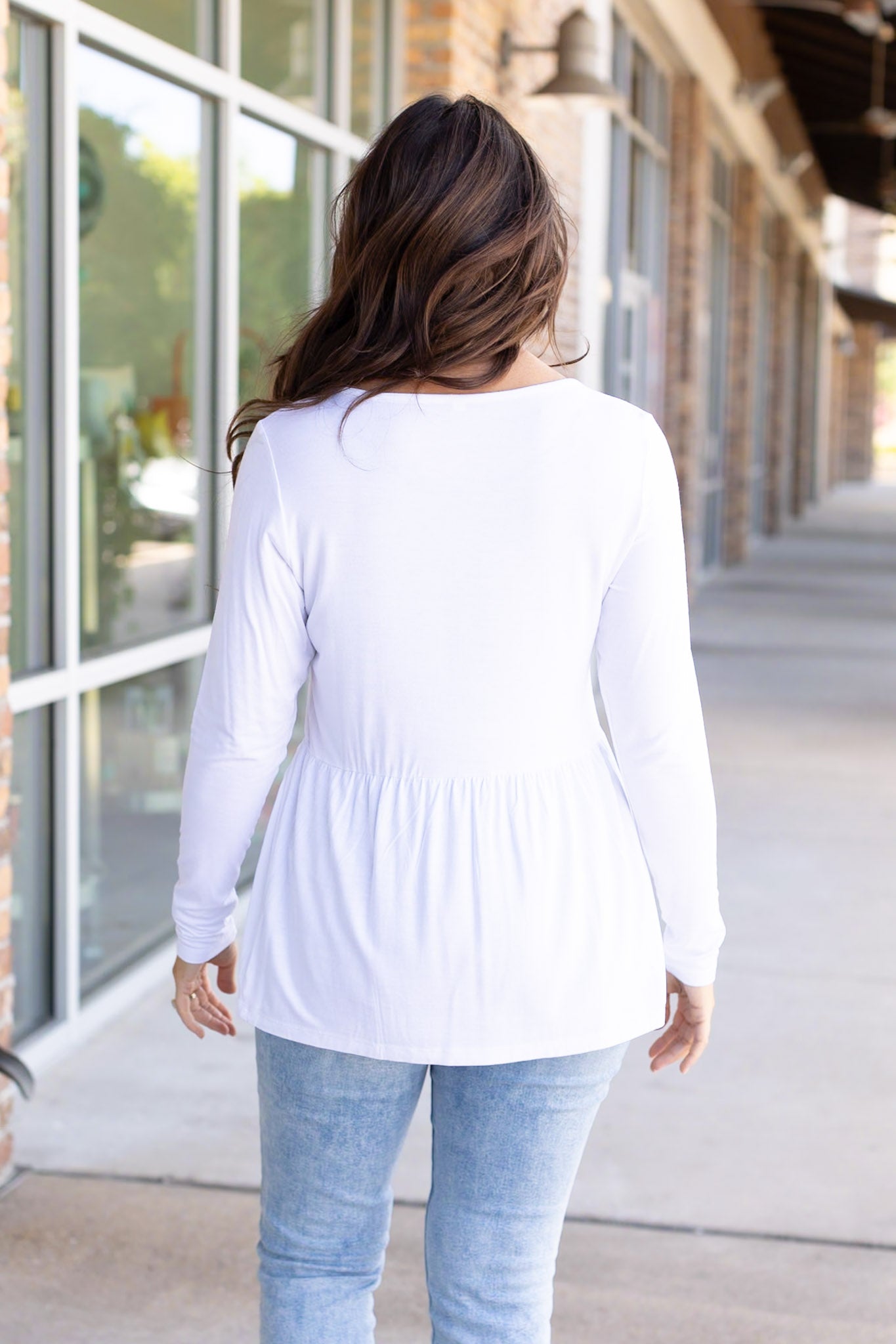 IN STOCK Long Sleeve Sarah Ruffle - White | Women's Top