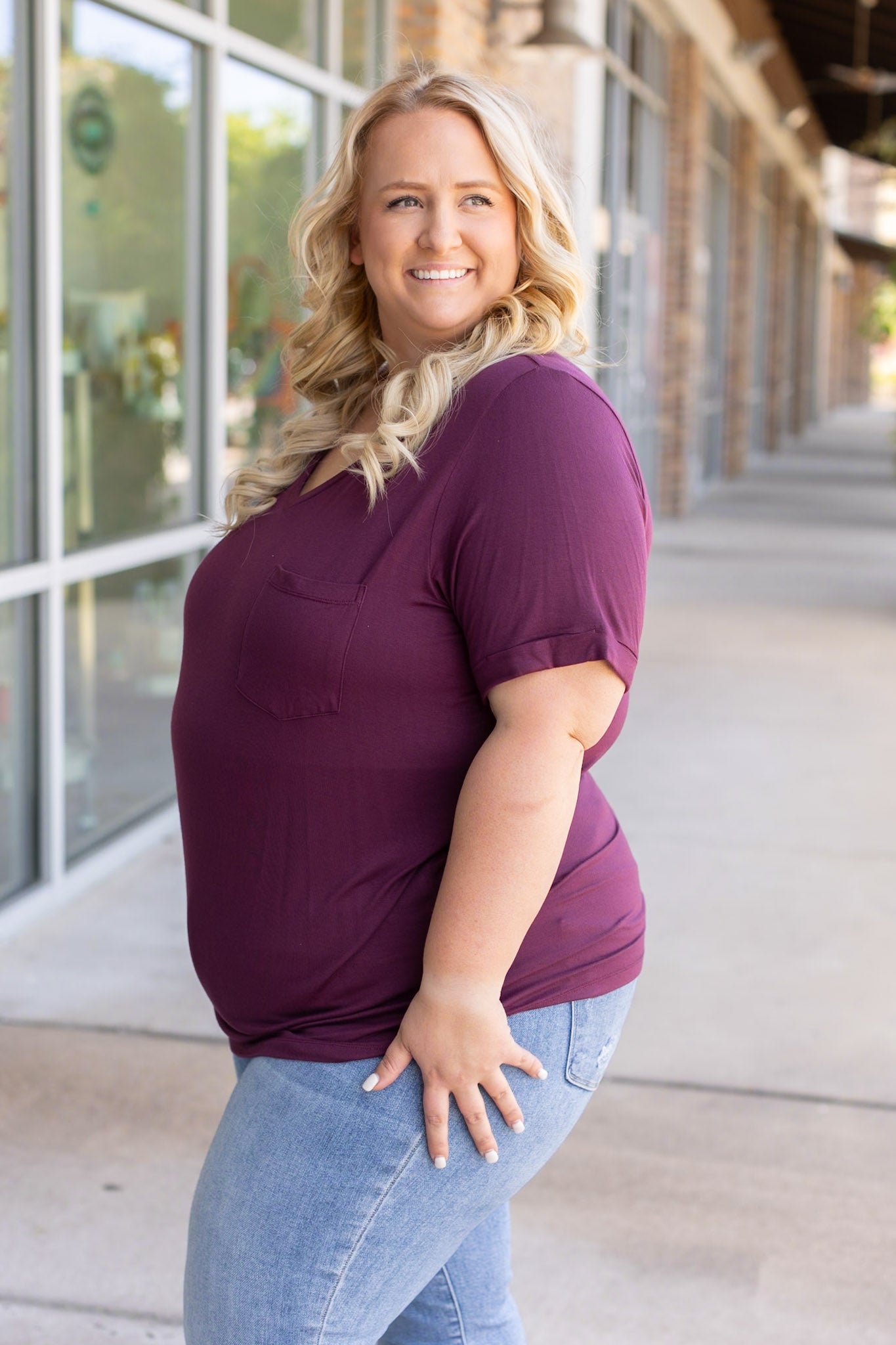 IN STOCK Sophie Pocket Tee - Burgundy | Women's Short Sleeve