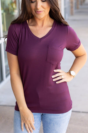 IN STOCK Sophie Pocket Tee - Burgundy | Women's Short Sleeve