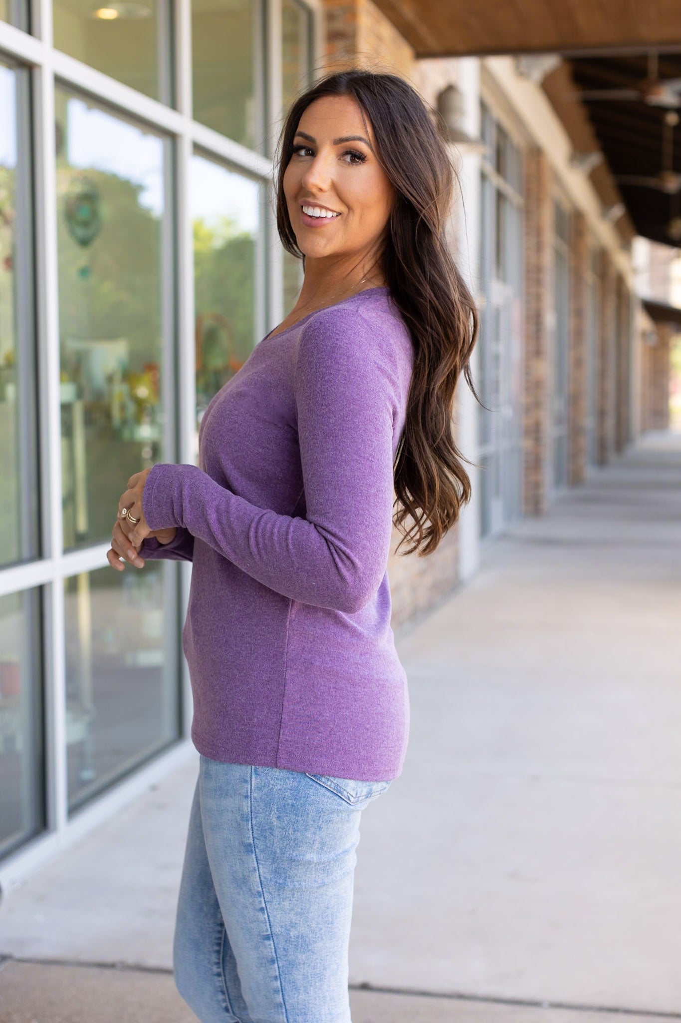 IN STOCK Leah Long Sleeve Top - Purple | Women's Casual Top