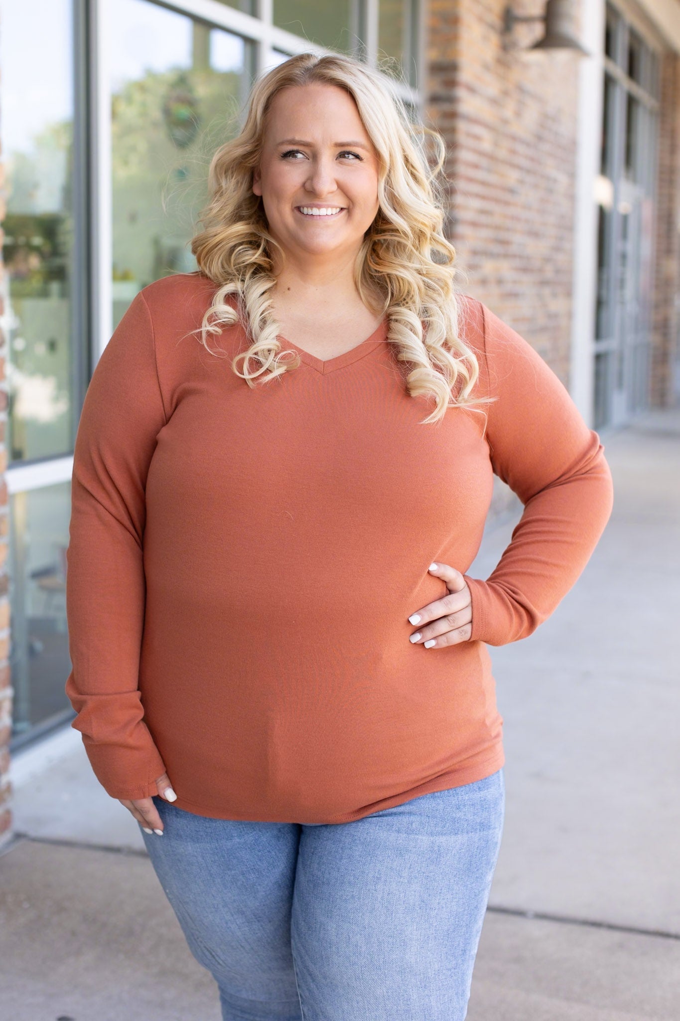 IN STOCK Leah Long Sleeve Top - Pumpkin | Women's Casual Top