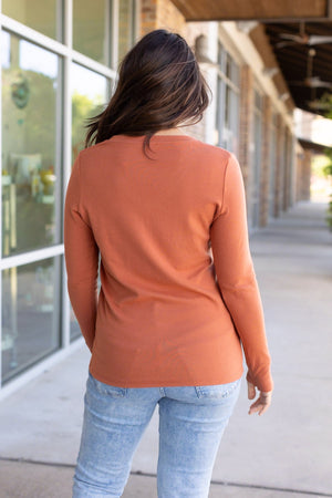 IN STOCK Leah Long Sleeve Top - Pumpkin | Women's Casual Top