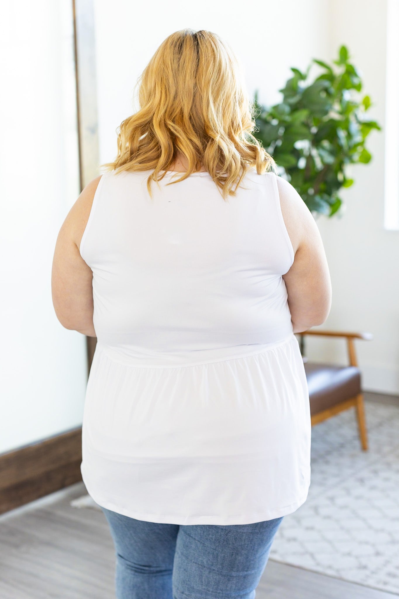 IN STOCK Renee Ruffle Tank - White | Women's Sleeveless Top