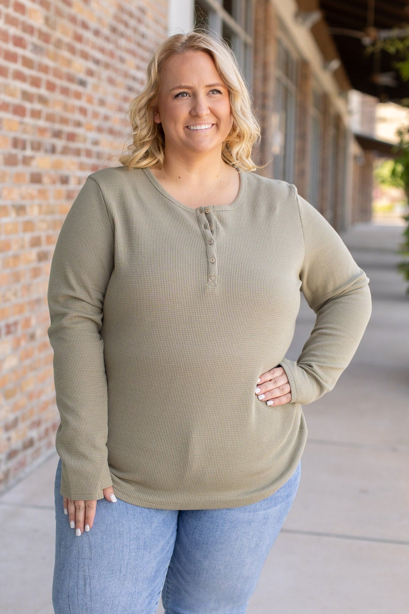 IN STOCK Harper Long Sleeve Henley - Olive | Women's Cozy Shirt