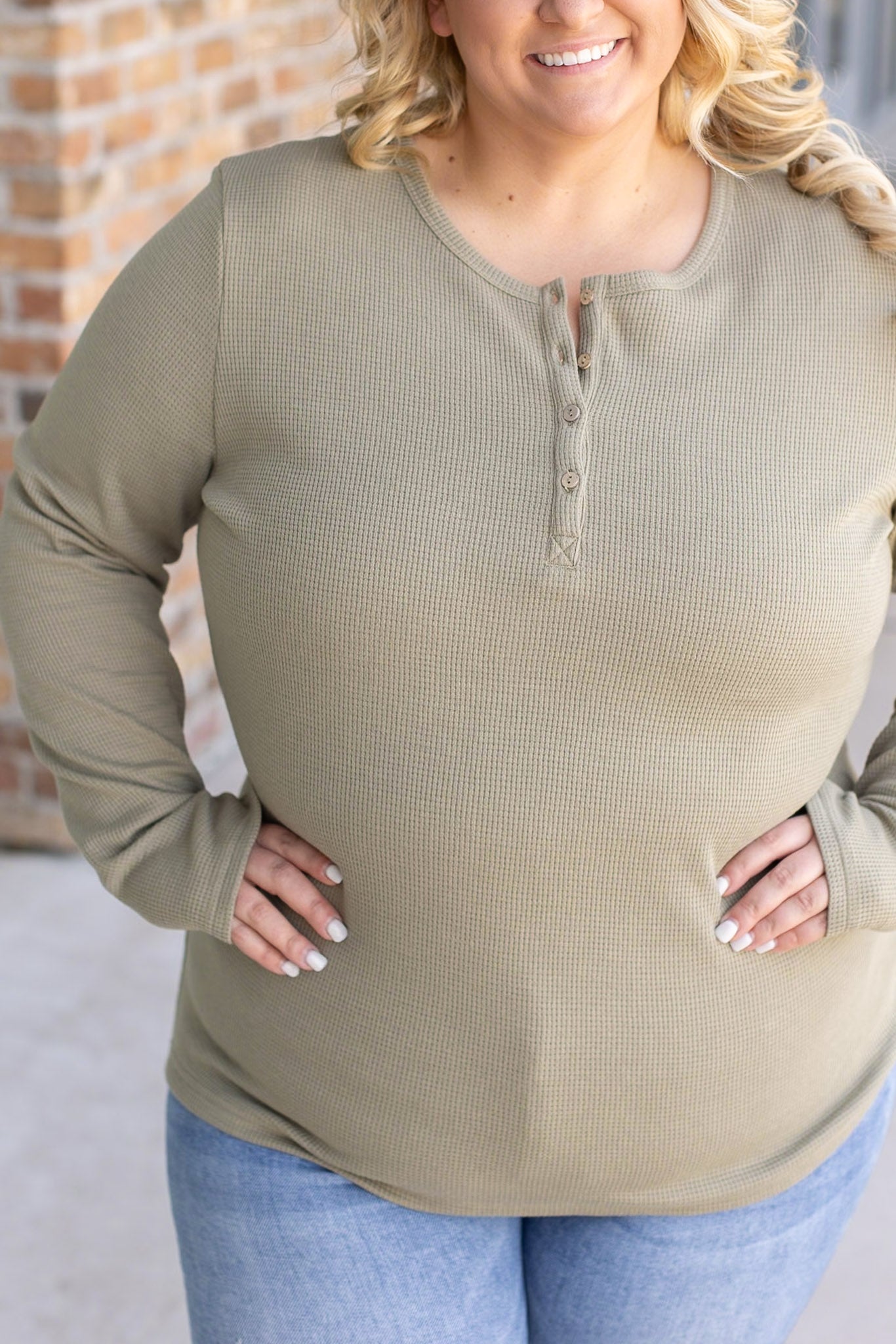 IN STOCK Harper Long Sleeve Henley - Olive | Women's Cozy Shirt