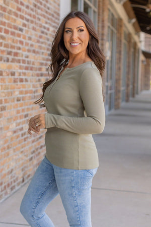 IN STOCK Harper Long Sleeve Henley - Olive | Women's Cozy Shirt