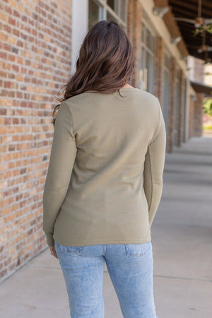 IN STOCK Harper Long Sleeve Henley - Olive | Women's Cozy Shirt