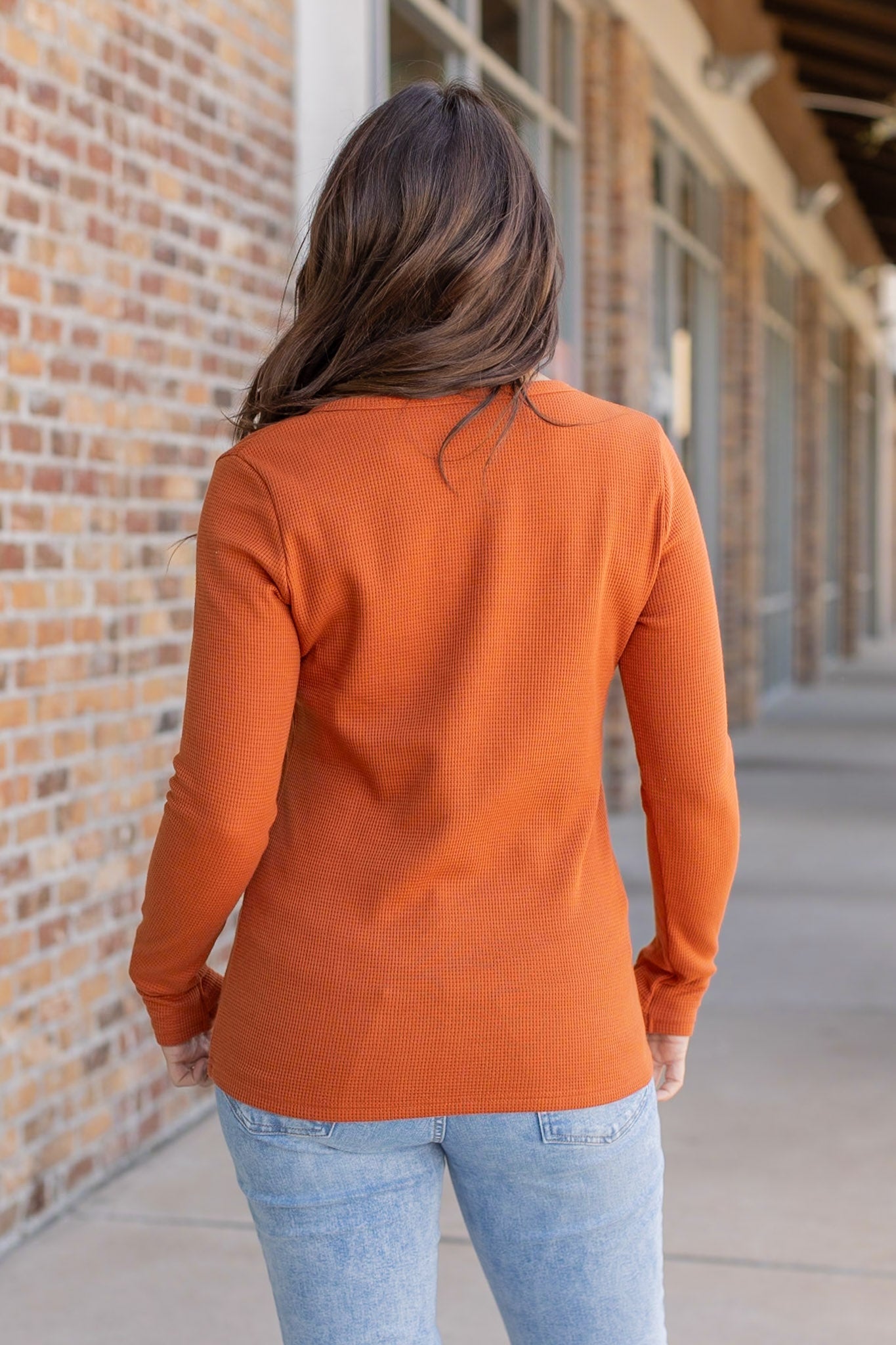 IN STOCK Harper Long Sleeve Henley - Pumpkin | Women's Cozy Shirt