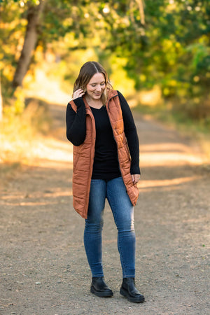 IN STOCK Harlow Long Vest - Cinnamon