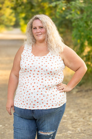 IN STOCK Luxe Crew Tank - Micro Ivory Floral | Women's Tank Top