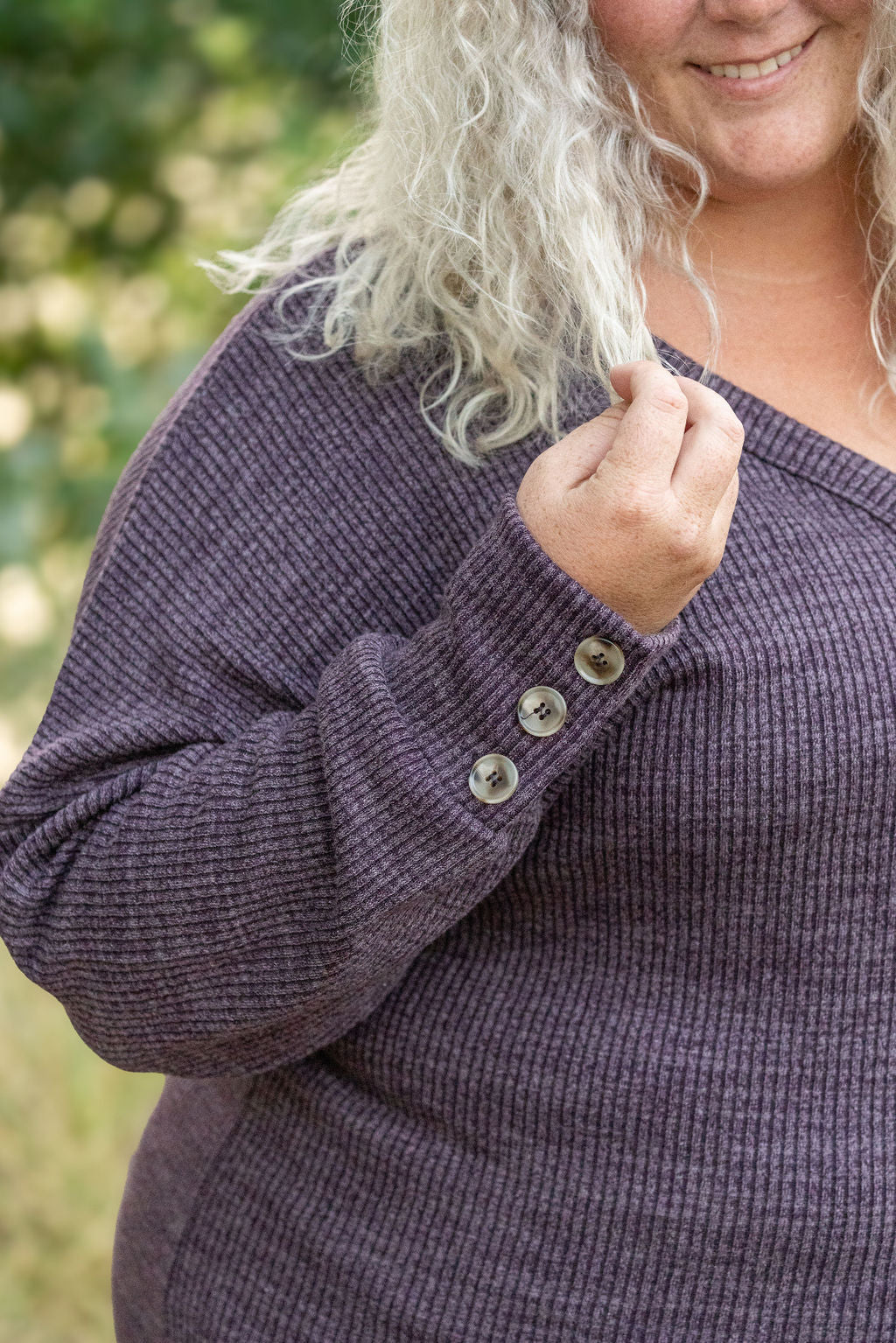 IN STOCK Brittney Button Sweater - Purple | Women's Long Sleeve