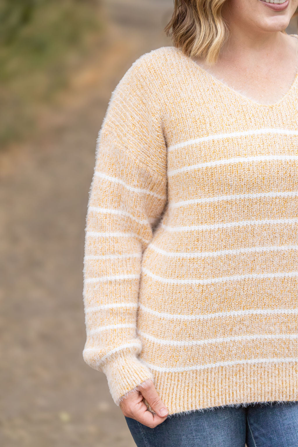 IN STOCK Cozy Striped Sweater - Mustard