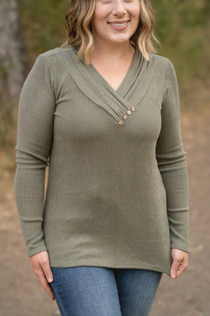 IN STOCK Brooklyn Button Top - Olive