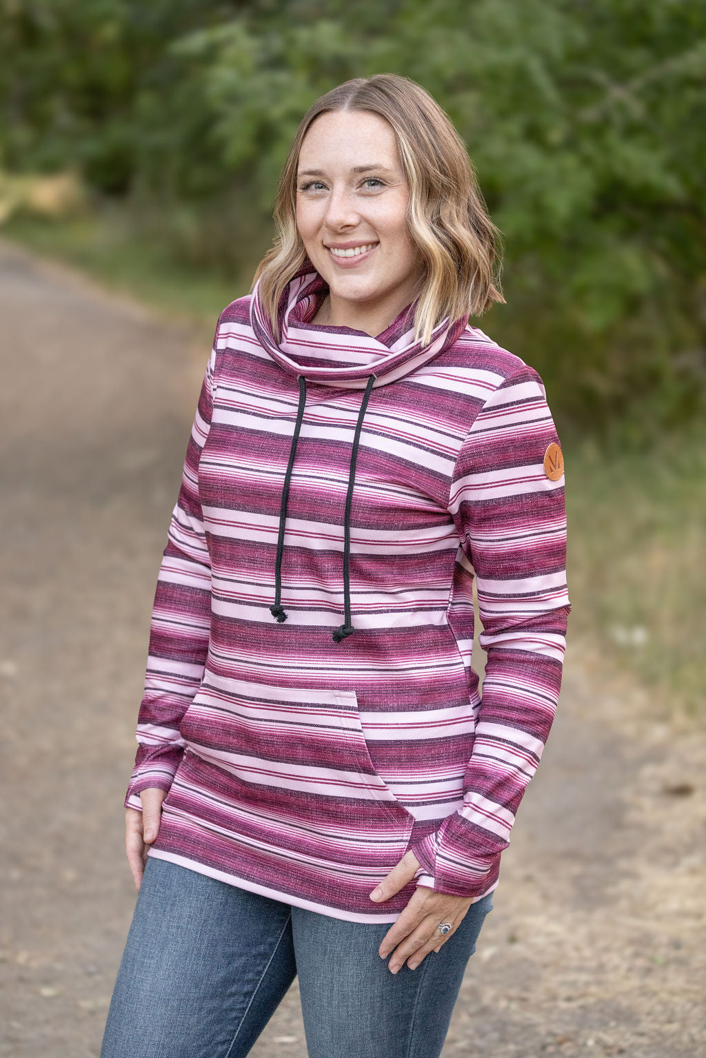 IN STOCK Soft Funnel Neck - Berry Serape