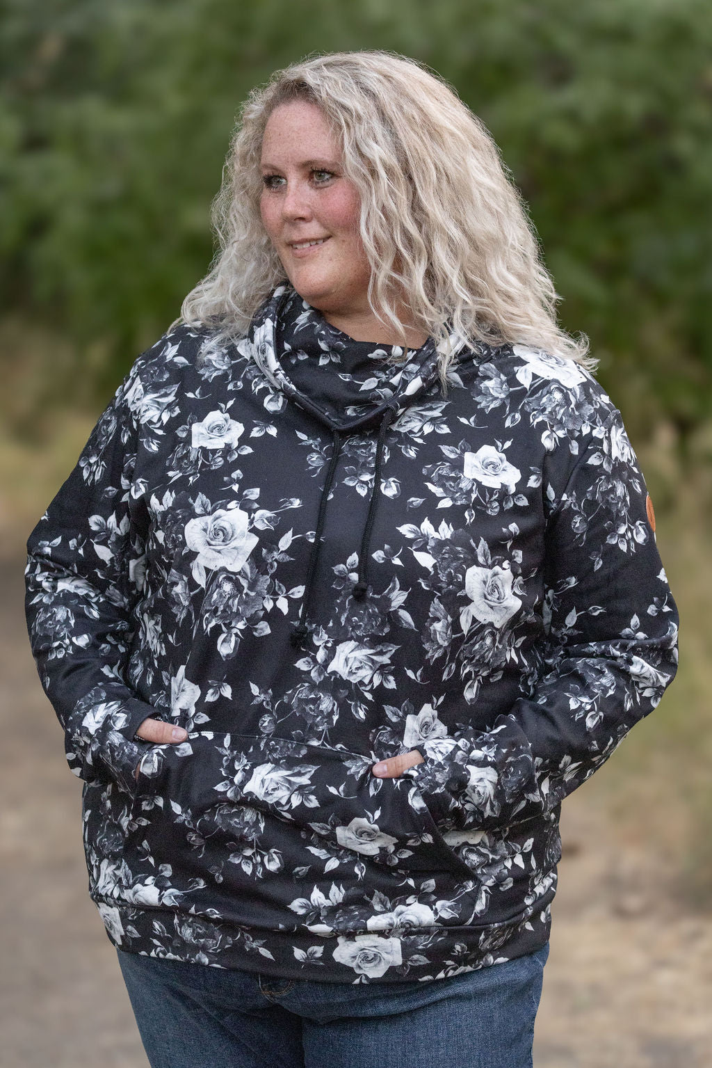 IN STOCK Soft Funnel Neck - Black Floral