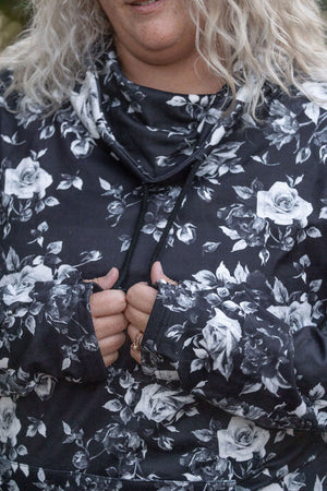 IN STOCK Soft Funnel Neck - Black Floral