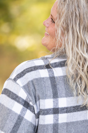 IN STOCK Norah Plaid Shacket - Classic Grey and White | Women's Shacket